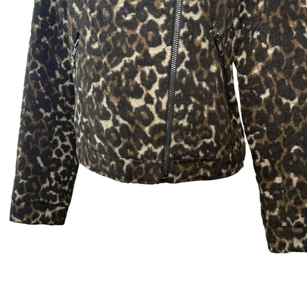 |EUC| GREYLIN {Anthropologie} Animal Print Knit Moto Zip Jacket
